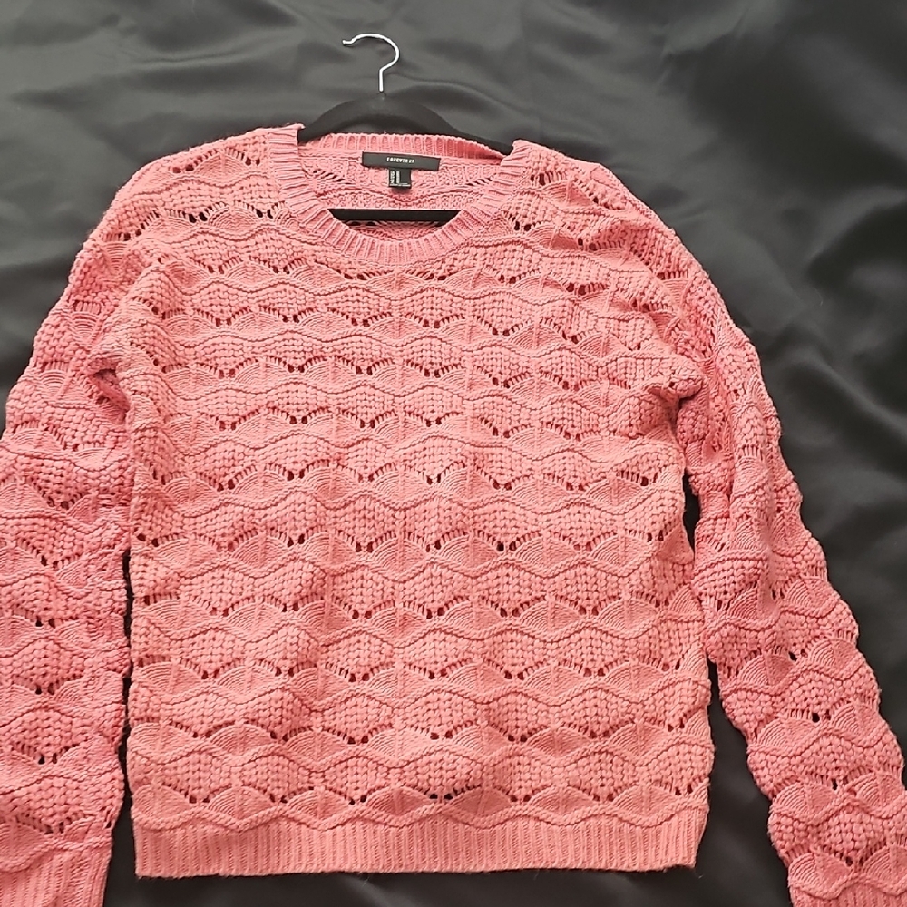 Forever 21 Pink Open-Knit Sweater